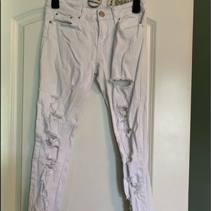 White holey jeans